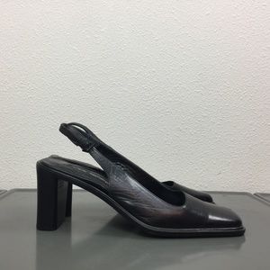Via Spiga Black Leather Slingback Heeled Shoes 7.5